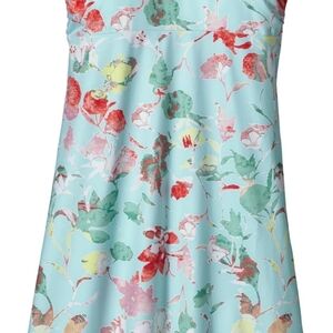 Patagonia Aqua Floral Dress with Red and Green Accents
